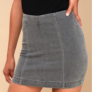Free People Modern Femme Washed Grey Denim Mini Skirt size 4
